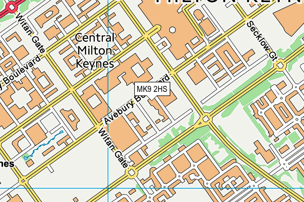 MK9 2HS map - OS VectorMap District (Ordnance Survey)