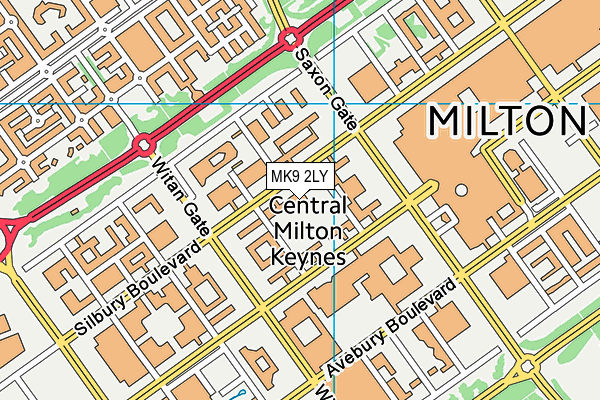 MK9 2LY map - OS VectorMap District (Ordnance Survey)