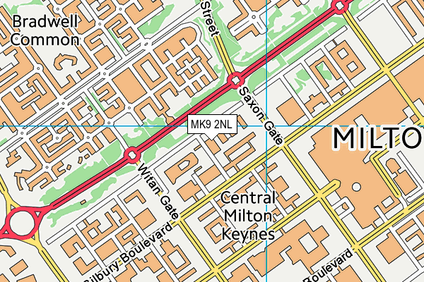 MK9 2NL map - OS VectorMap District (Ordnance Survey)