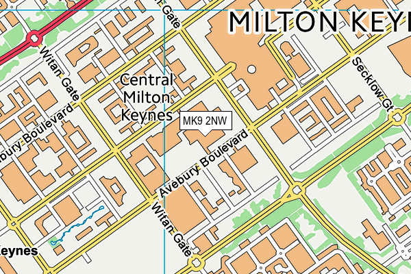 MK9 2NW map - OS VectorMap District (Ordnance Survey)