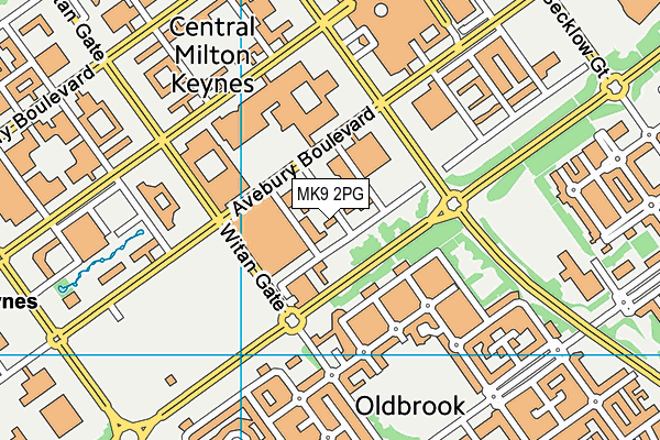 MK9 2PG map - OS VectorMap District (Ordnance Survey)