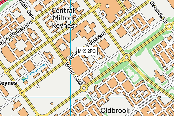 MK9 2PQ map - OS VectorMap District (Ordnance Survey)