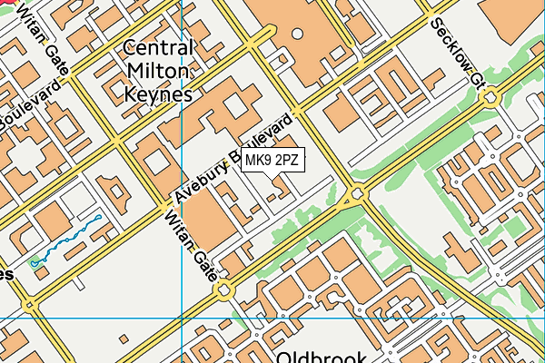 MK9 2PZ map - OS VectorMap District (Ordnance Survey)