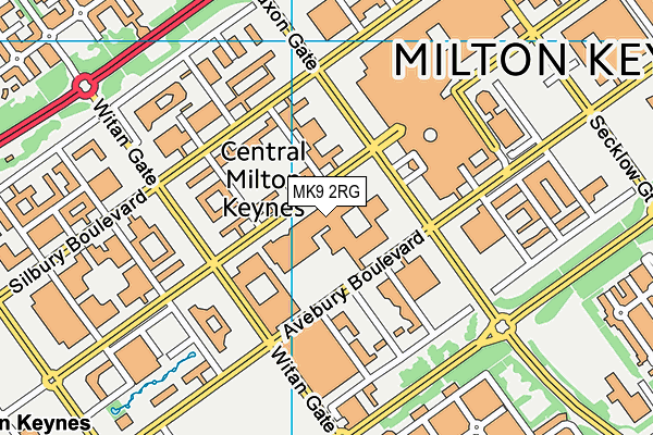 MK9 2RG map - OS VectorMap District (Ordnance Survey)