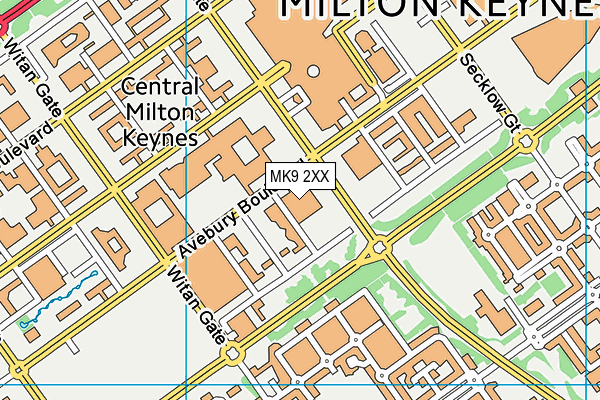 MK9 2XX map - OS VectorMap District (Ordnance Survey)