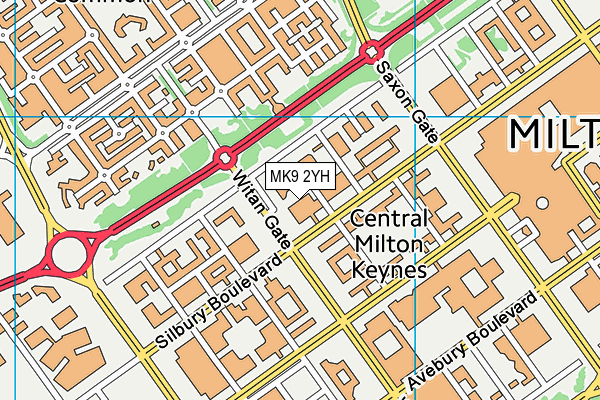 MK9 2YH map - OS VectorMap District (Ordnance Survey)