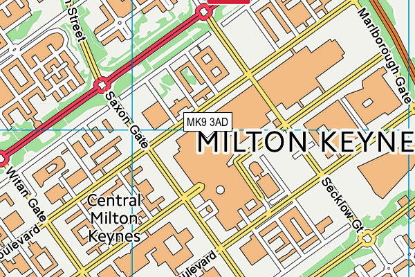 MK9 3AD map - OS VectorMap District (Ordnance Survey)
