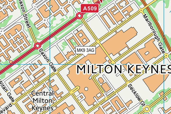 MK9 3AG map - OS VectorMap District (Ordnance Survey)