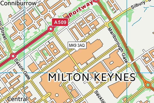 MK9 3AQ map - OS VectorMap District (Ordnance Survey)