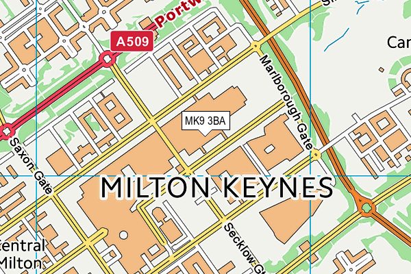 MK9 3BA map - OS VectorMap District (Ordnance Survey)