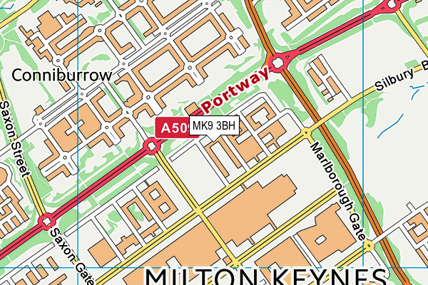 MK9 3BH map - OS VectorMap District (Ordnance Survey)