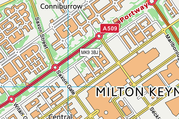 MK9 3BJ map - OS VectorMap District (Ordnance Survey)