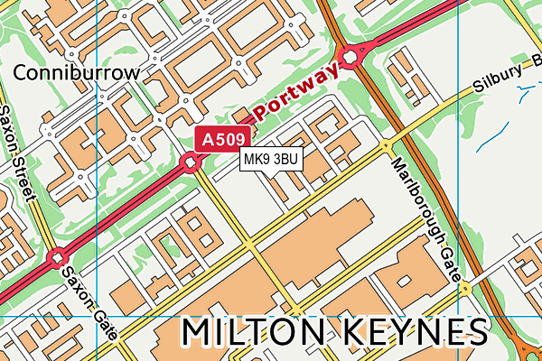 MK9 3BU map - OS VectorMap District (Ordnance Survey)