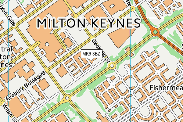 MK9 3BZ map - OS VectorMap District (Ordnance Survey)