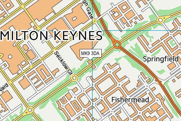 MK9 3DA map - OS VectorMap District (Ordnance Survey)