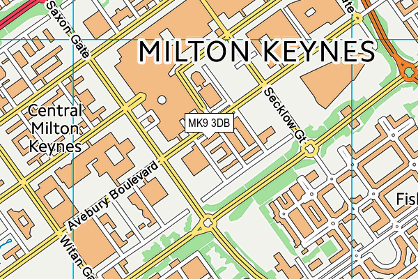 MK9 3DB map - OS VectorMap District (Ordnance Survey)