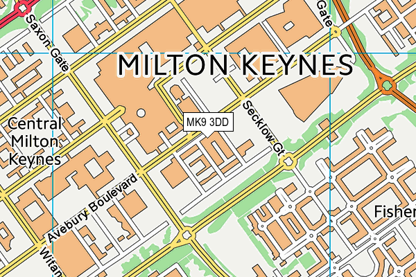 MK9 3DD map - OS VectorMap District (Ordnance Survey)