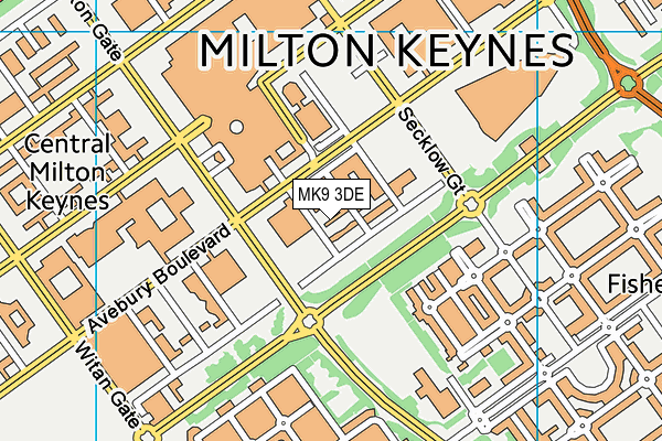 MK9 3DE map - OS VectorMap District (Ordnance Survey)