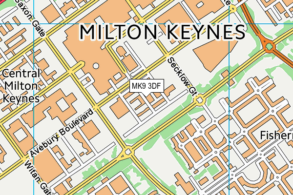 MK9 3DF map - OS VectorMap District (Ordnance Survey)