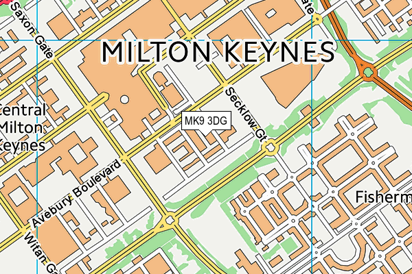 MK9 3DG map - OS VectorMap District (Ordnance Survey)