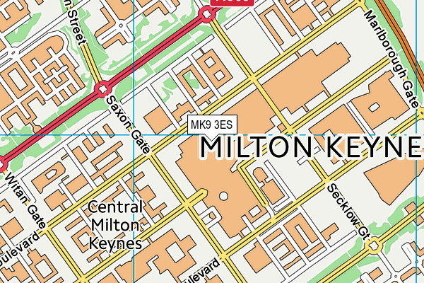 MK9 3ES map - OS VectorMap District (Ordnance Survey)