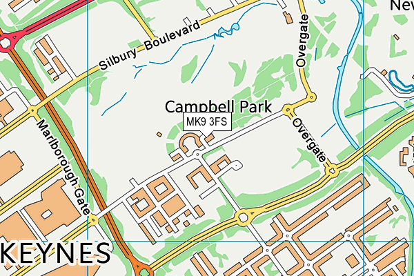 MK9 3FS map - OS VectorMap District (Ordnance Survey)