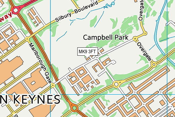 MK9 3FT map - OS VectorMap District (Ordnance Survey)