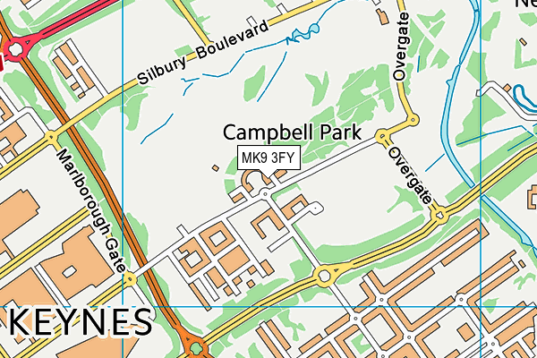 MK9 3FY map - OS VectorMap District (Ordnance Survey)