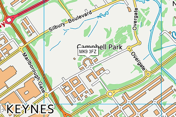 MK9 3FZ map - OS VectorMap District (Ordnance Survey)