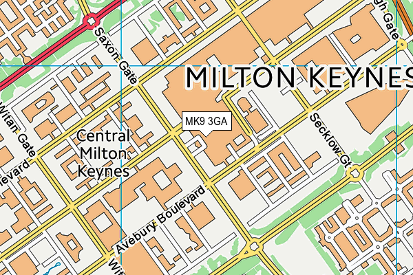 MK9 3GA map - OS VectorMap District (Ordnance Survey)