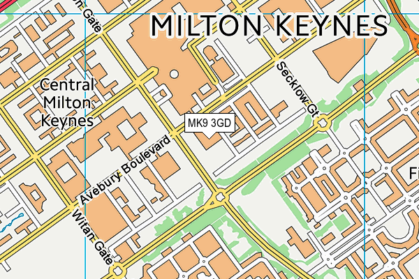 MK9 3GD map - OS VectorMap District (Ordnance Survey)