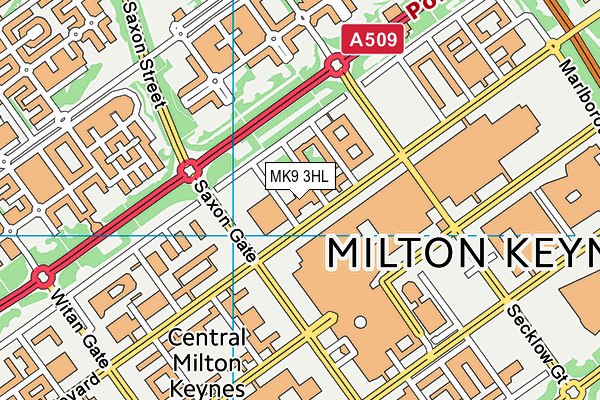 MK9 3HL map - OS VectorMap District (Ordnance Survey)