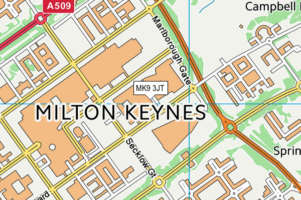 MK9 3JT map - OS VectorMap District (Ordnance Survey)