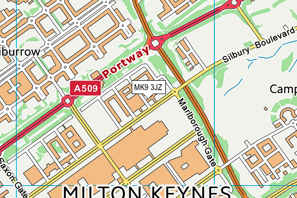 MK9 3JZ map - OS VectorMap District (Ordnance Survey)