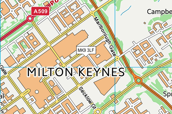 MK9 3LF map - OS VectorMap District (Ordnance Survey)