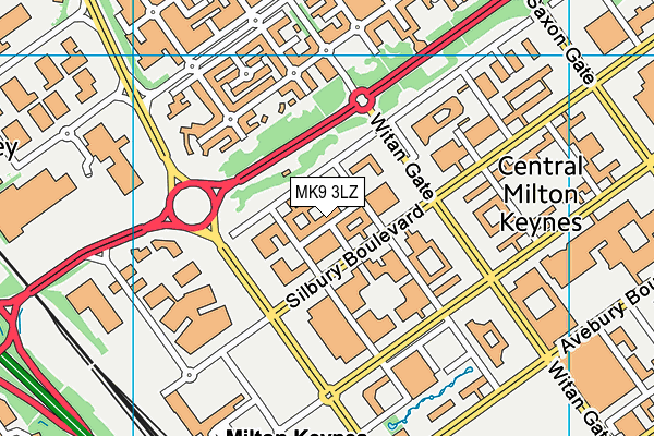 MK9 3LZ map - OS VectorMap District (Ordnance Survey)