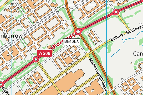 MK9 3NS map - OS VectorMap District (Ordnance Survey)