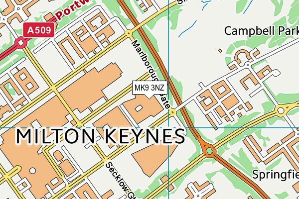 MK9 3NZ map - OS VectorMap District (Ordnance Survey)