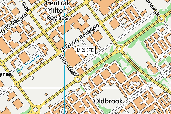 MK9 3PE map - OS VectorMap District (Ordnance Survey)