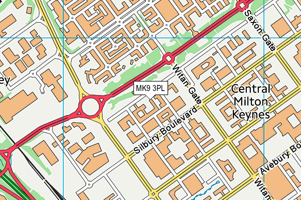 MK9 3PL map - OS VectorMap District (Ordnance Survey)