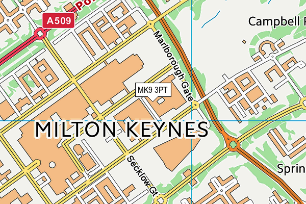 MK9 3PT map - OS VectorMap District (Ordnance Survey)