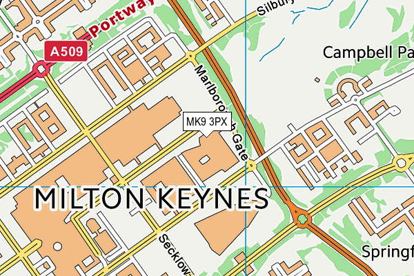 MK9 3PX map - OS VectorMap District (Ordnance Survey)