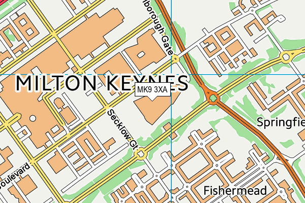 MK9 3XA map - OS VectorMap District (Ordnance Survey)