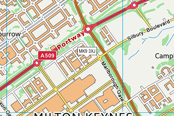 MK9 3XJ map - OS VectorMap District (Ordnance Survey)