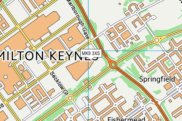 MK9 3XS map - OS VectorMap District (Ordnance Survey)