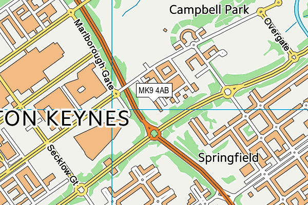 MK9 4AB map - OS VectorMap District (Ordnance Survey)