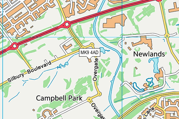 Campbell Park map (MK9 4AD) - OS VectorMap District (Ordnance Survey)