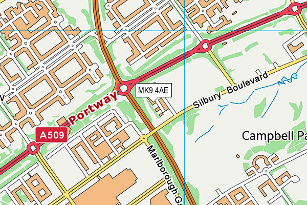 MK9 4AE map - OS VectorMap District (Ordnance Survey)