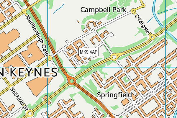 MK9 4AF map - OS VectorMap District (Ordnance Survey)