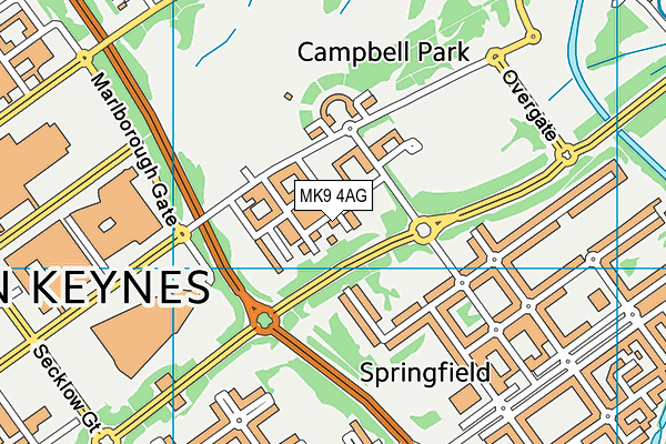 MK9 4AG map - OS VectorMap District (Ordnance Survey)